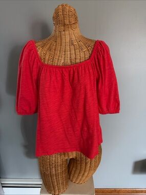 Old Navy Red Off-Shoulder Puff Sleeve Top